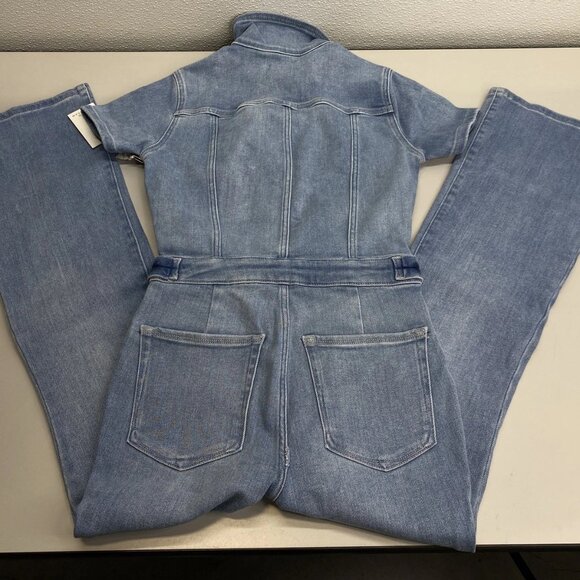 Good American Women’s Fit For Success Short-Sleeve Button-Up Jumpsuit  Blue – SP - Picture 2 of 8